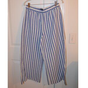 J. Crew White/Blue Striped Linen Pants - Size Small